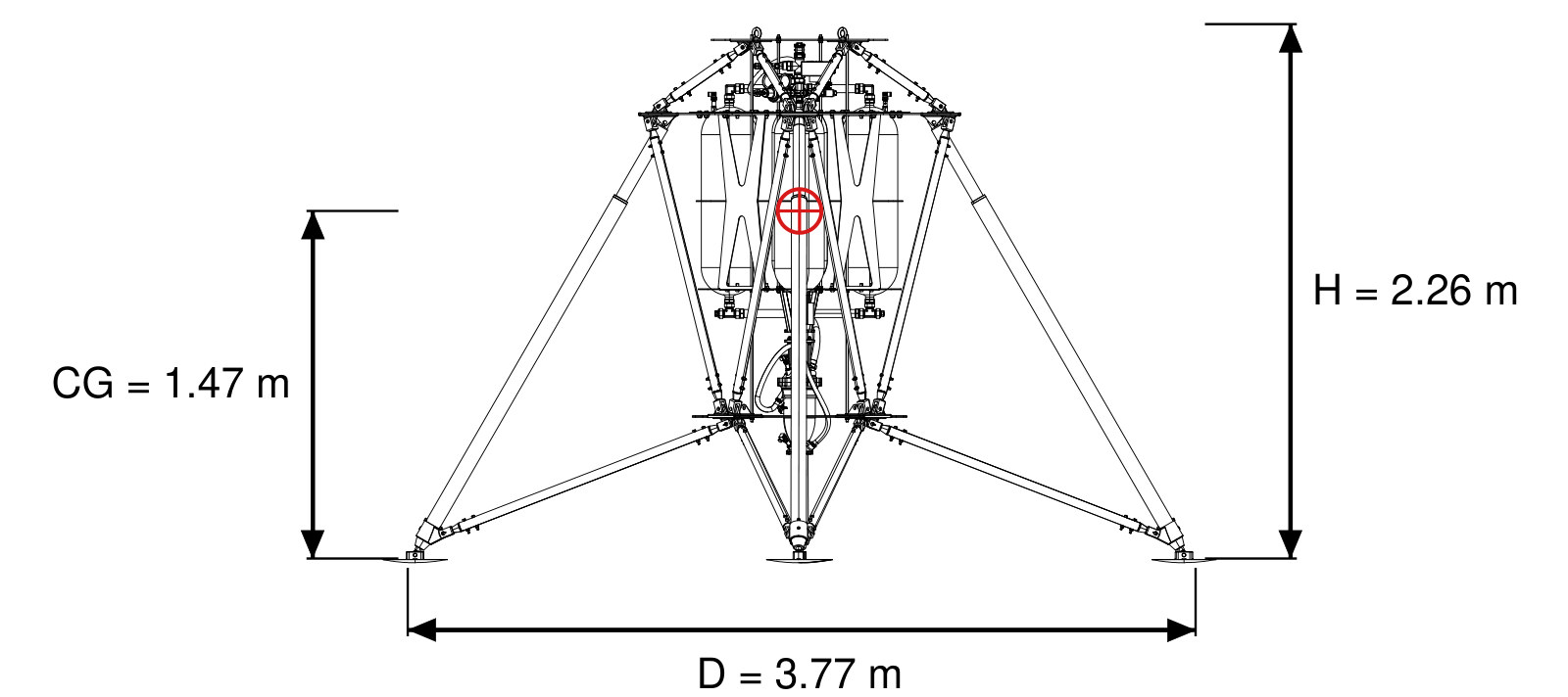 Technical drawing of the BUG lunar lander