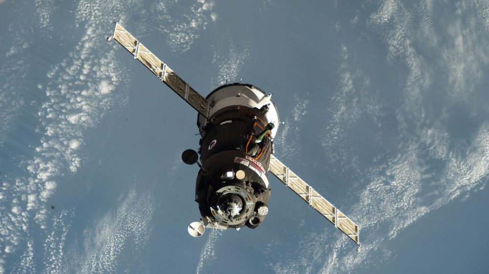 A Soyuz spacecraft approaching the International Space Station